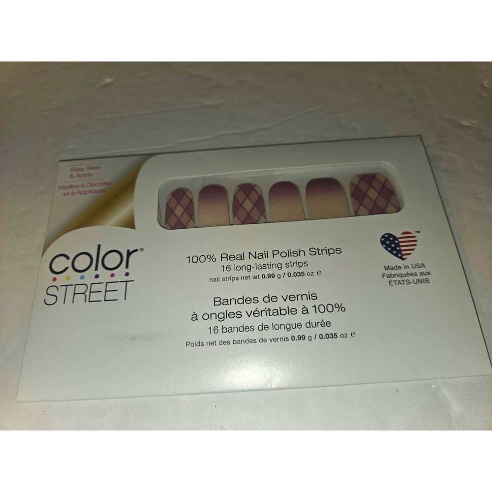 Color Street Criss-cross For You Purple/Beige Shimmer Nail Polish Strips FD561